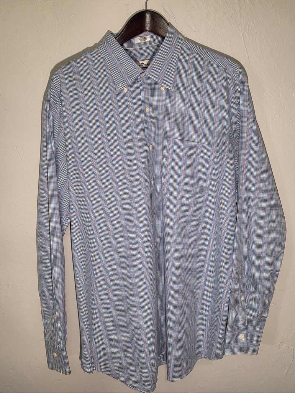 Peter Millar Blue Plaid Button Down Cotton‎ Dress Shirt XL